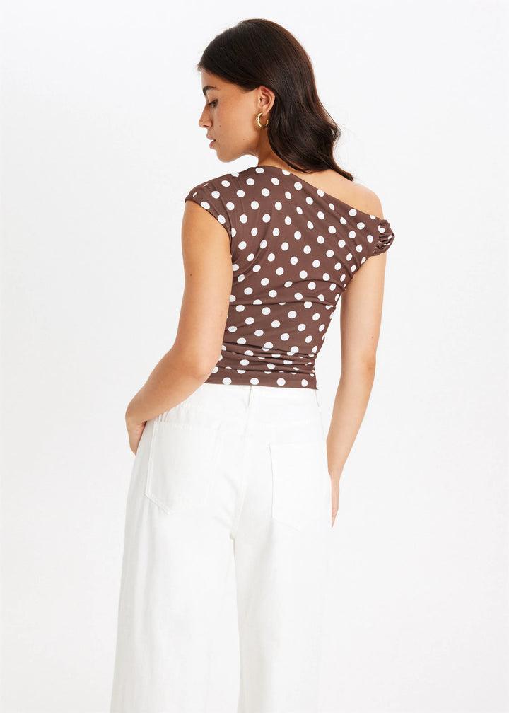 DELACROIX | TOP ASYMÉTRIQUE À POIS