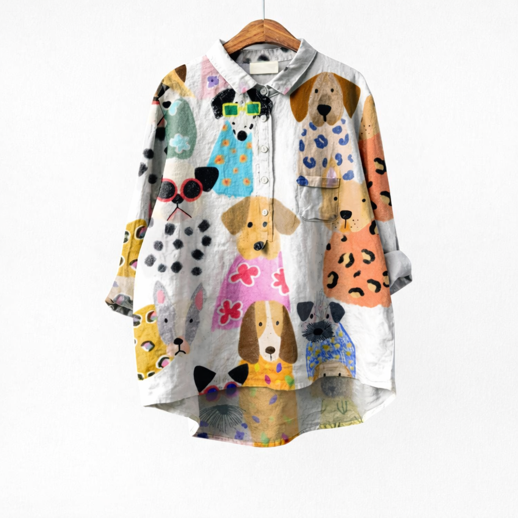 DELACROIX | Blouse Élégante à Motif Canin (1+1 GRATUIT)