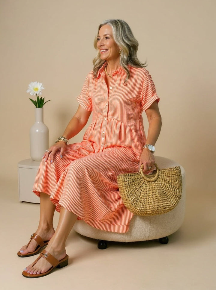 DELACROIX | Robe Rayée Élégante Claire