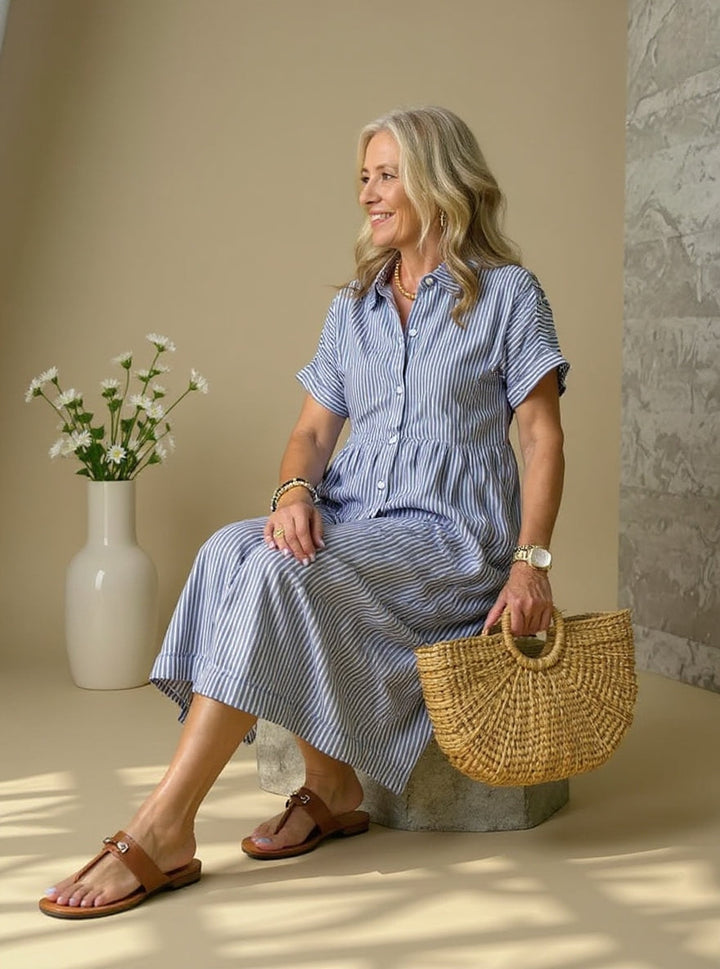 DELACROIX | Robe Rayée Élégante Claire